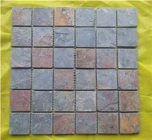 Hebei Rusty Natural Slate Mosaic,High Quality Slate Mosaic for Inside or Outside Decoration
