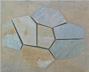 Hot Products-Chinese Multicolor Flagstone Mat Mesh Stone Tile