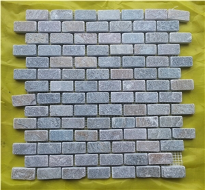 Solid Slate Mosaic,Golden Slate Mosaic, Natural Stone Yellow Slate Mosaic