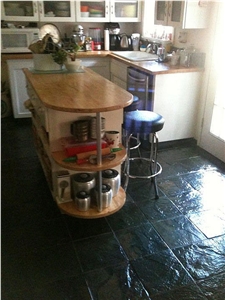 Mirashine Montauk Black Slate Gauged Kitchen Floor Tiles
