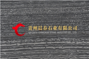 Black Wood Vein Marble Slabs & Tiles, with Acid-Washed Surface, China Black Wooden Grain Marble