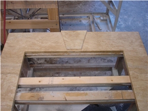 Beige Travertine Custom Design Fireplace Surround