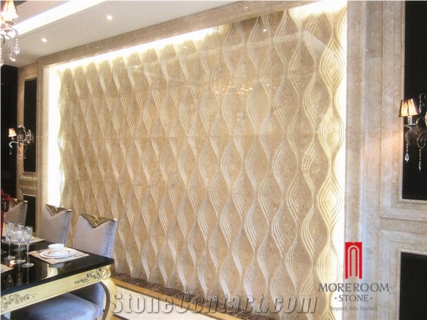 Cappucino Marble 3d Cnc Wall Panle for Villa Wall Design & Decoration