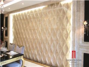 Cappucino Marble 3d Cnc Wall Panle for Villa Wall Design & Decoration