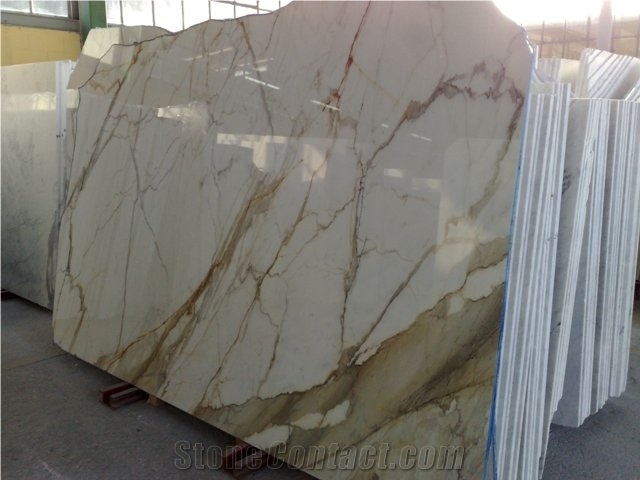 Italy Sovicille Calacatta Gold Marble Slab for Counter Top and Bathroom Flooring, Italy White Marble