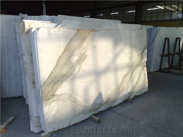 Italy Sovicille Calacatta Gold Marble Slab for Counter Top and Bathroom Flooring, Italy White Marble