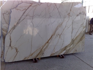 Italy Sovicille Calacatta Gold Marble Slab for Counter Top and Bathroom Flooring, Italy White Marble