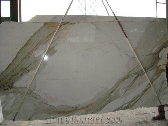 Italy Sovicille Calacatta Gold Marble Slab for Counter Top and Bathroom Flooring, Italy White Marble