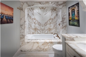 Italy Sovicille Calacatta Gold Marble Slab for Counter Top and Bathroom Flooring, Italy White Marble