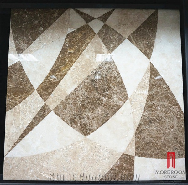 Spain Emperador Light Marble Waterjet Medallions Modern Design Marble Inlay Waterjet Medallions for Hotel Project