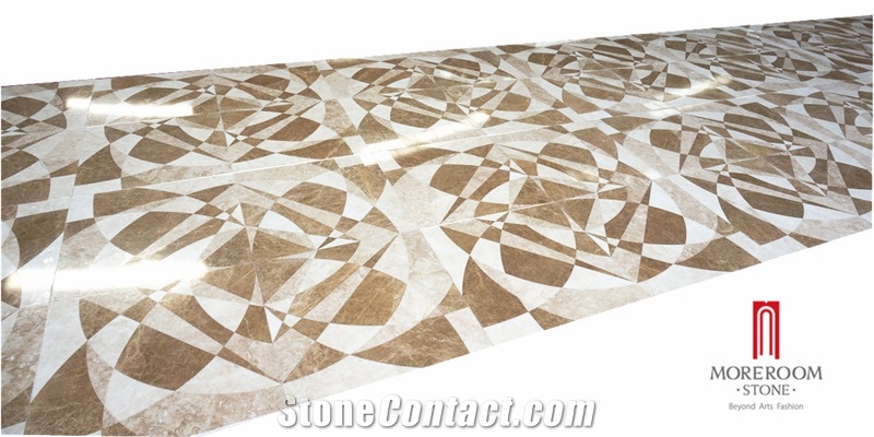 Spain Emperador Light Marble Waterjet Medallions Modern Design Marble Inlay Waterjet Medallions for Hotel Project