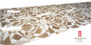 Spain Emperador Light Marble Waterjet Medallions Modern Design Marble Inlay Waterjet Medallions for Hotel Project