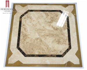 Turkey Cappucino Beige Marble Waterjet Marble Medallions for Villa Design