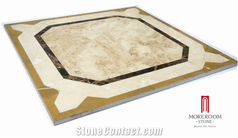 Turkey Cappucino Beige Marble Waterjet Marble Medallions for Villa Design