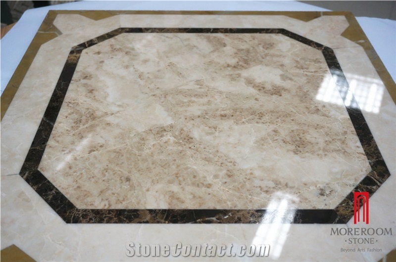 Turkey Cappucino Beige Marble Waterjet Marble Medallions for Villa Design