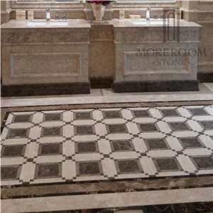 Turkey Cicily Grey Marble Cut to Size Thin Laminated Floor Medallion