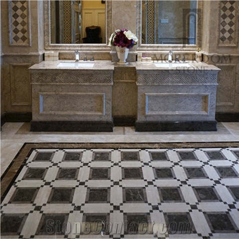 Turkey Cicily Grey Marble Cut to Size Thin Laminated Floor Medallion
