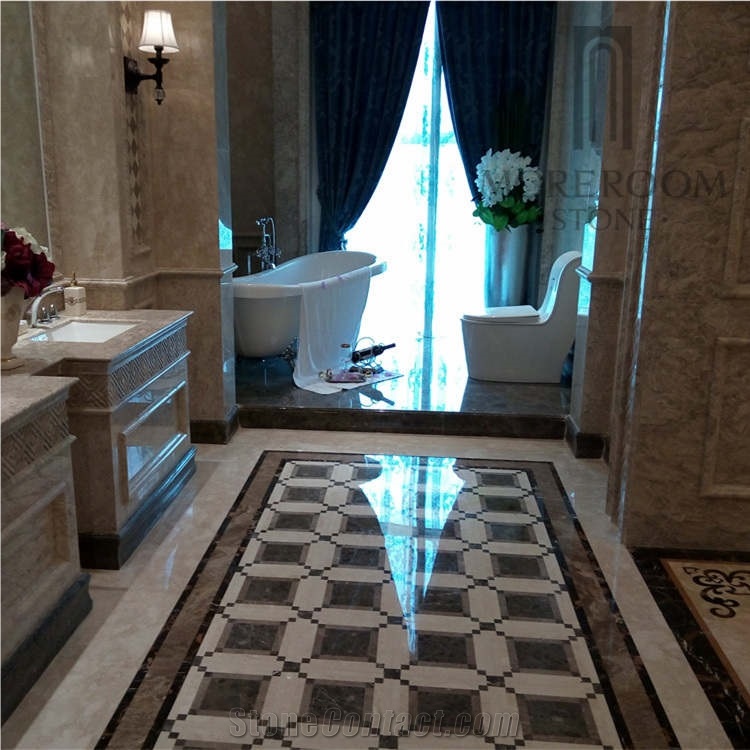 Turkey Cicily Grey Marble Cut to Size Thin Laminated Floor Medallion
