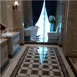 Turkey Cicily Grey Marble Cut to Size Thin Laminated Floor Medallion