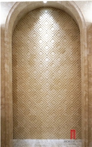 Villa Background Wall Design 3d Cnc Beige Marble Decor