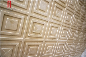 Villa Background Wall Design 3d Cnc Beige Marble Decor