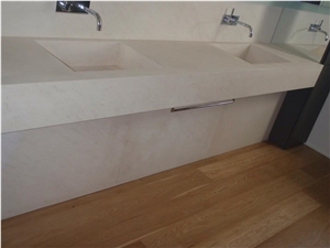 White Artificial Stone Commercial Bathroom Top