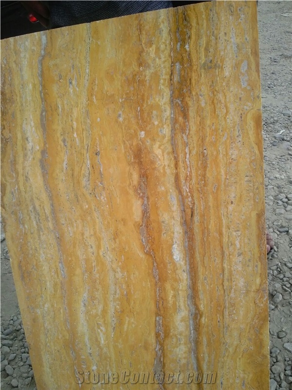 Lemon Travertine, Azarshar Yellow Travertine Block