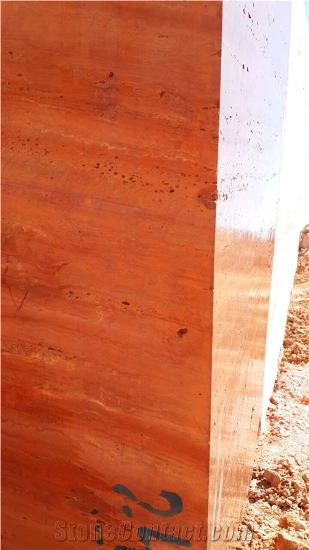Iran Red Travertine Blocks