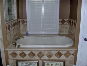 Cappucino Marble and Emperador Marble Bathtub Surround, Beige Marble Turkey Bathtub