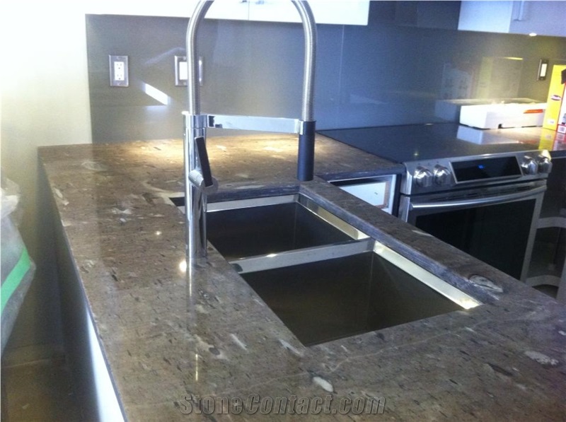 Brown Silk Granite Kitchen Countertop