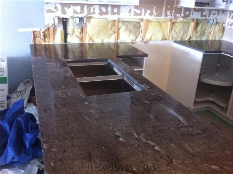 Brown Silk Granite Kitchen Countertop