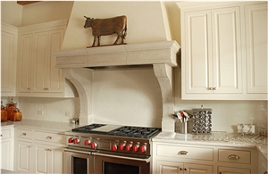 Buff Lueder Limestone Vent Hood Surround, Beige Limestone Us Kitchen Design