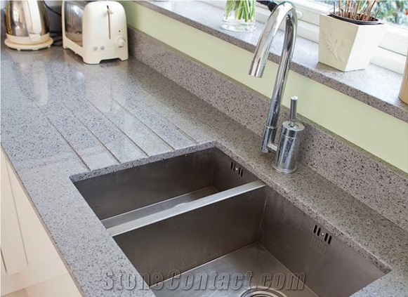 20mm Thick Quartz Product Chrome Silestone Double Pencil Round Edge Finish Countertop