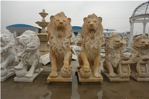 Natural China Red Sunset Red Marble Animal Sculpture