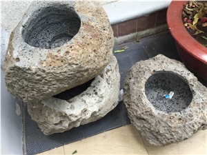 Grey Basalt Flower Pot Viet Nam