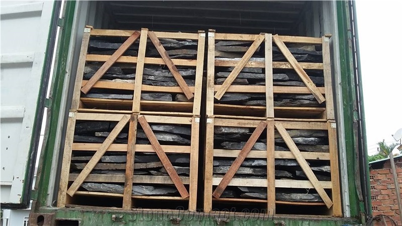 Vietnam Grey Basalt Irregual Flagstone, Road Paving