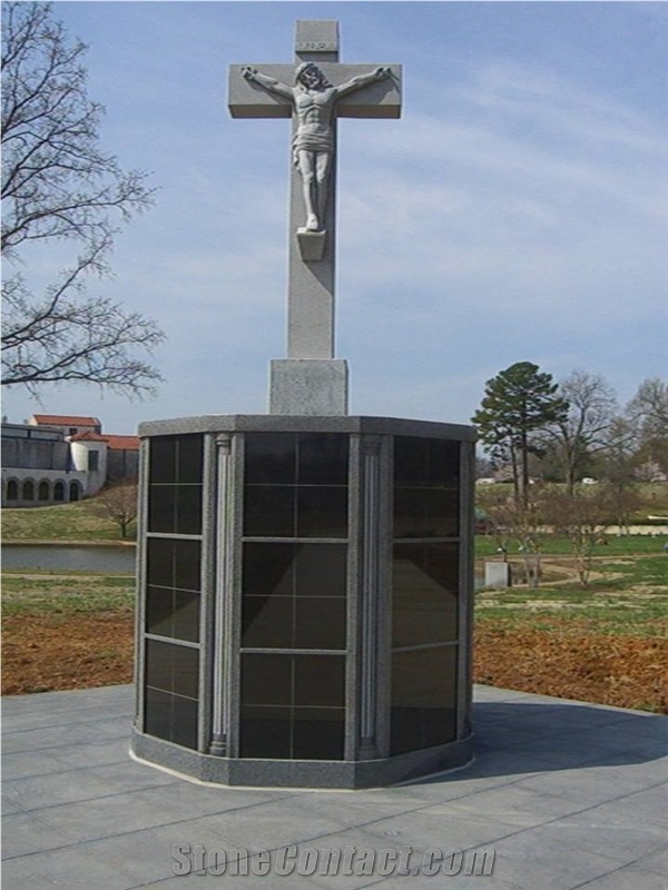 Grey Cloud Granite with Jet Black Granite Cremation Columbarium