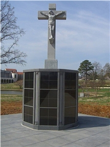 Grey Cloud Granite with Jet Black Granite Cremation Columbarium