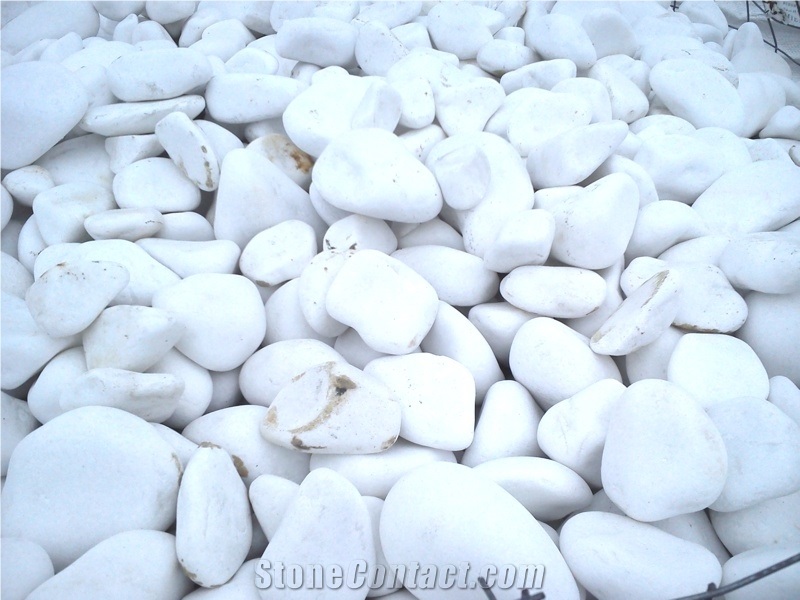 Thasso White Marble Polished Pebble Stone