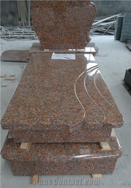 China Red Granite Western Style Tombstone and Monument
