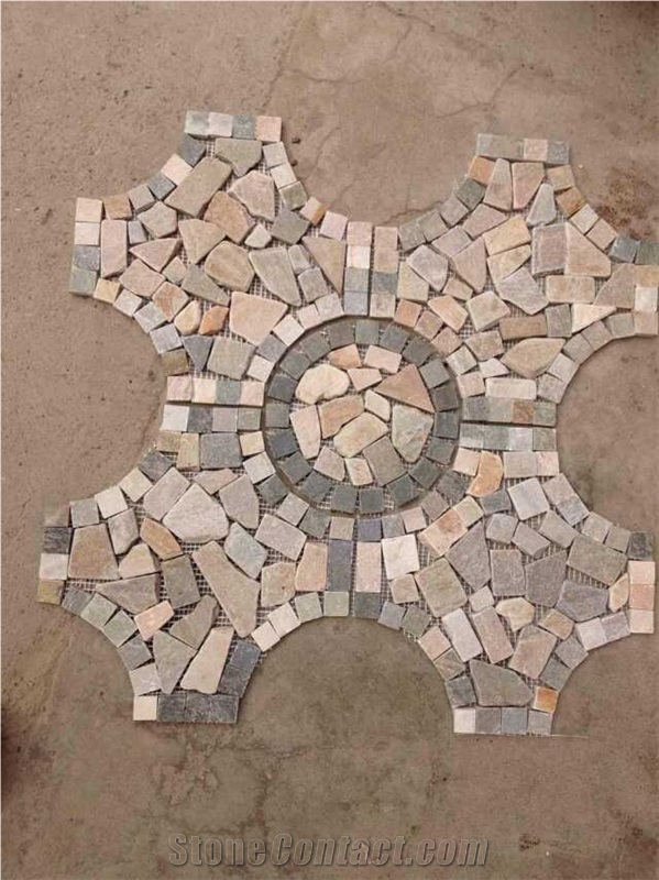 Flooring Meshwork Multicolor/Black/Grey/Irregular Paving ,Rock Surface Park Stone /Outdoor Tile,China Culture Stone