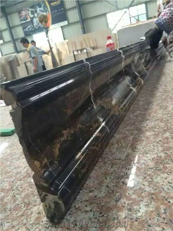 Afghan Portoro Marble Border Lines, Black Marble Molding,Marble Border Line