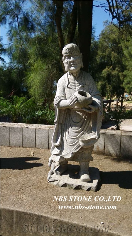Grey Granite Sculpture,Eighteen Arhats Sculptures,Garden Sculpture