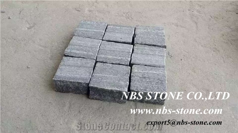 Grigio Paradiso Granite Cobble Stone, Grey Granite Cube Stone & Pavers