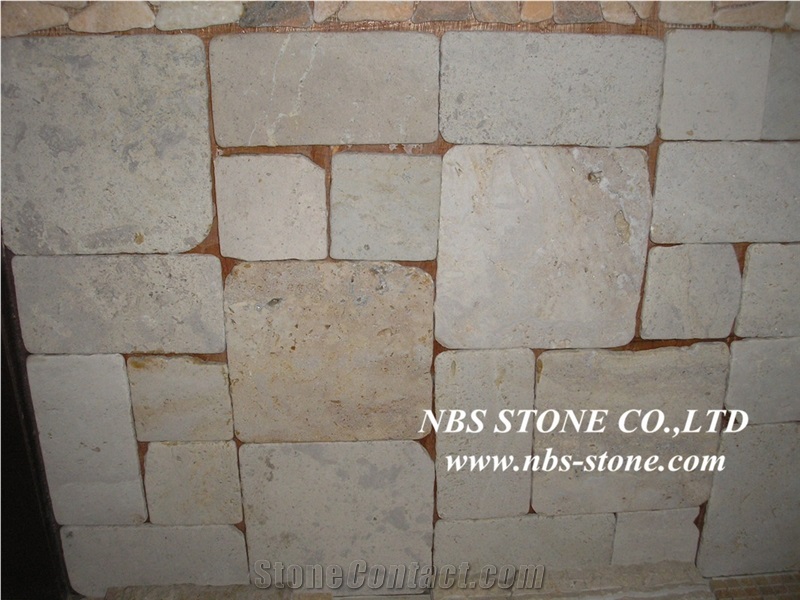 Henan White Travertine Tumbled Mosaic Tiles