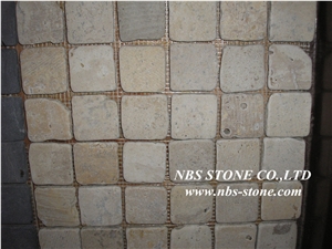 Henan White Travertine Tumbled Mosaic Tiles