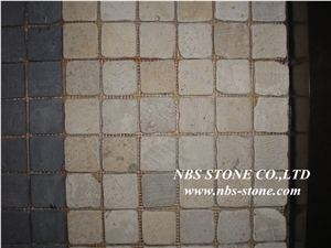 Henan White Travertine Tumbled Mosaic Tiles