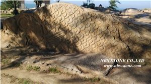 Yellow Granite Fish Sculptures,Statues,Garden Sculpture