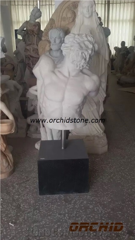 Hand Carved Sculpture, Natural White Marble Human Sculptures