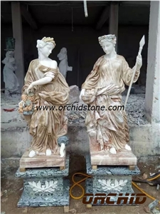Natural Sunset Red Marble Fairy Goddess Sculptures